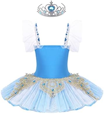 Aislor/Балетное Трика-Пакетче с Цветна Бродерия и Пайети за Момичета, Рокля-Поличка на Балерина в Лебедово Езеро,