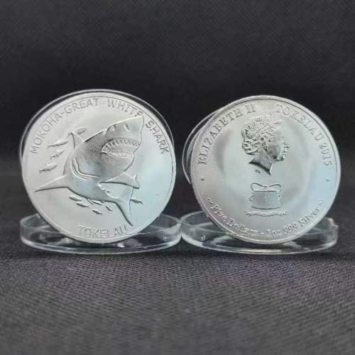 Заводска монета Janzen's с изображение на Животно, Възпоменателна Монета с Акула, Мемориал медал, една Сребърна Монета, Глава на Британската Кралица, Колекционерски 40 ?