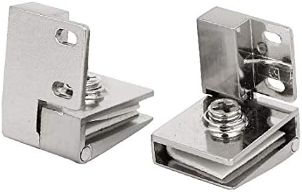 X-DREE Метални Стенни Стъклени панти дебелина 7 мм, клипове, Сребристи тонове 2 бр. (7 мм, за монтиране на метален