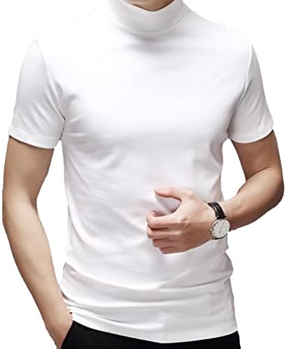 Безплатни Мъжки Основни Тениски с високо воротом и къс ръкав, Облегающая Майк, Пуловери От Однотонного Трикотаж