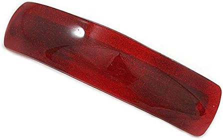 Квадратна Акрилна Шнола/Скоба за коса Avalaya Червено/Бордо цвят с пайети Сребрист цвят Дължина 90 мм