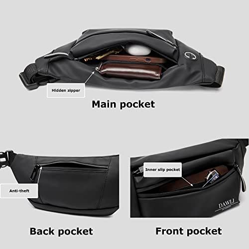 Поясная чанта DAWLI OF SWEDEN Унисекс през рамо, Поясная чанта с 4 джоба с цип, регулируема презрамка, водоустойчива