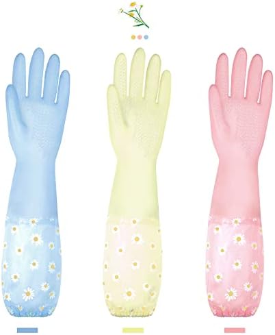 Ръкавици за миене на съдове KAQ, 3 Чифта -за Многократна употреба Гумени Ръкавици, Нескользящие Ръкавици за