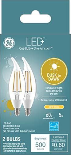 Комплект led крушки LED на GE + от здрач до зори, (2) Декоративни лампи, (1) Крушка A19, Лампи с датчици за