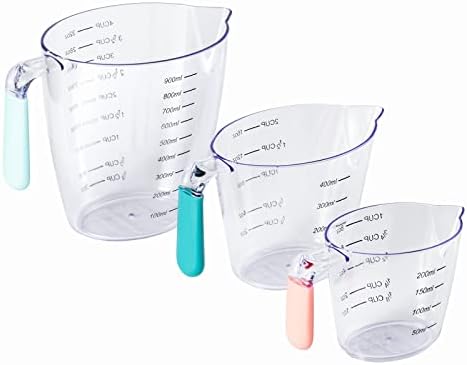 Мерителни чашки за течности Social Chef от 3 теми - Штабелируемые Прозрачни пластмасови мерителни чаши с меки