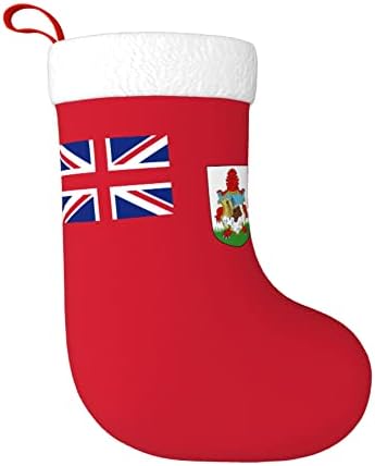 QG ZZX Коледни Чорапи с Бяла Супер Меки Плюшени белезници Флаг на Бермудските острови, Коледни Чорапи, Коледни Украси Отглеждане