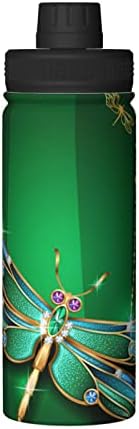 Бутилка за вода Beauty-Jewel-Зелен-Dragonfly 18 Грама, Широка Колба От Неръждаема Стомана С Вакуумна Изолация