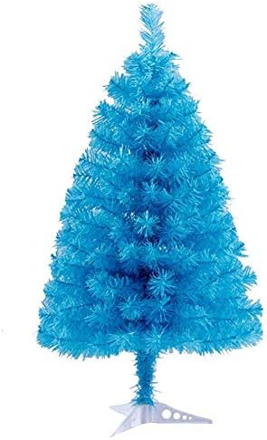 Мини-Изкуствена Коледна елха, Навесная Коледна бор Премиум-клас с поставка от PVC пластмаса, идеален за празнична украса на помещенията, лесно се монтира-Син 60 см (24 и