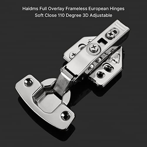 Haidms 2 опаковки с пълен обхват, без рамки, Меко Затваряне на Европейските панти с регулируема до 110 градуса