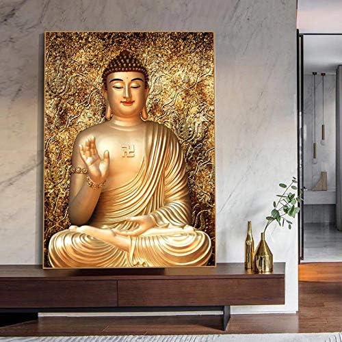 Стенни Художествена Живопис, Щампи върху Платно, Златист Цвят, на Платното, Картината на Буда, Печат в стил
