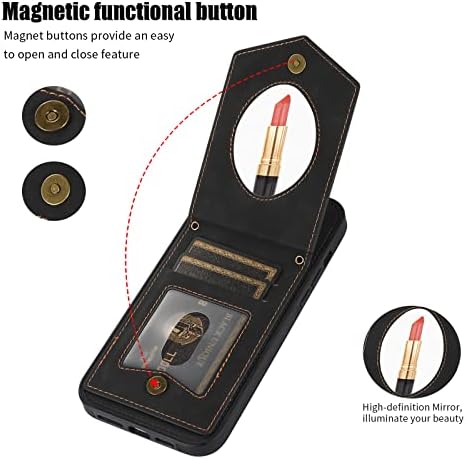 Калъф за носене в чантата си Kudex по рамото за iPhone 14, флип-надолу Задната Кожена Чанта с магнитна RFID