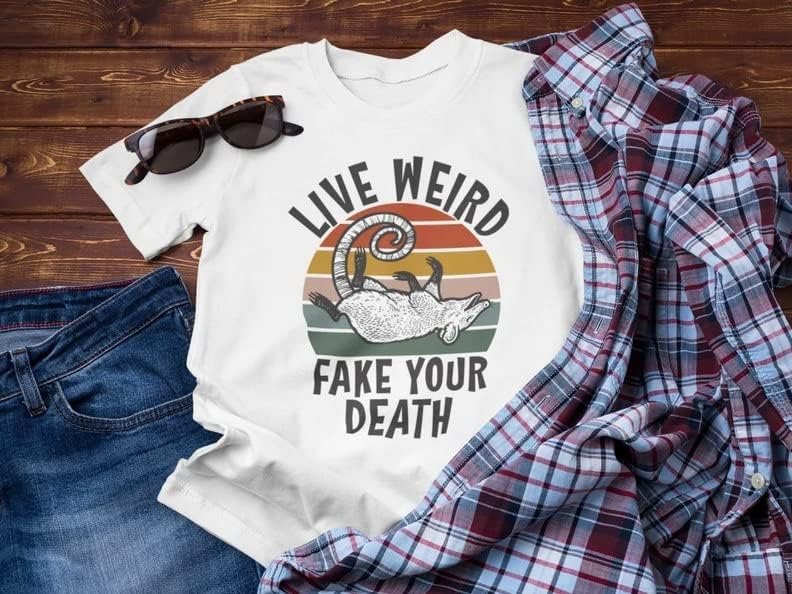 Реколта тениска Live Странни Лъжливи Your Death с Опоссумом, Модна тениска с забавен домашен любимец, подарък