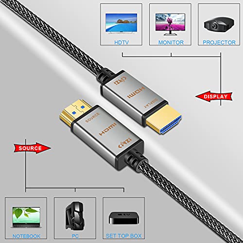 Оптичен кабел HDMI с найлон оплеткой General Kirzi 100 фута (30 м), поддържа 4K 60Hz, HDR10, ARC, HDCP2.2, 3D,