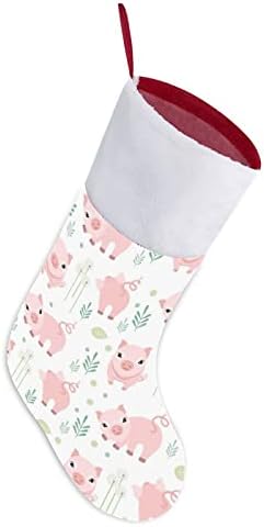 Розово Сладко Коледно Отглеждане Мързелив Прасе, Коледна Елха, Висящи Чорапи за Камината, с Къси Плюшени Белезници,