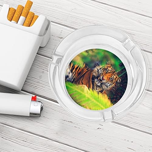 Пепелници За Цигари Тигър Стъклени Кръгли Пепелници На Притежателя На Тютюнопушенето За Декорация На Дома Плотове