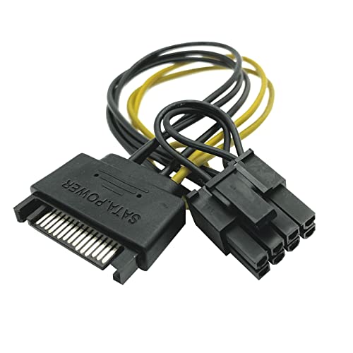 15-пинов кабел за адаптер за захранване на видеокартата SATA-8-пинов (6 + 2) PCI Express 7,8 инча (2 броя)