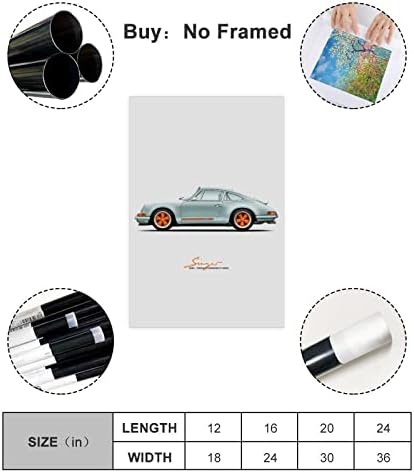 KAMUFF Авто Плакат на Стената Платно 911 Carrera GT turbo Плакати Стенно Изкуство Платно За Стаята на Момчетата Банер За спални Mancave Garage, Без рамка 16x24 инча (40x60 cm)