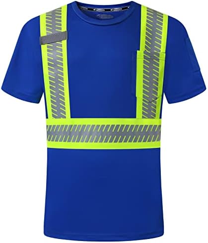 Светоотражающая Защитно облекло JKSafety Hi-Vis | Ежедневни Работна Риза на Синия цвят, с къси ръкави и Сегментными
