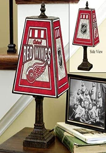 Настолна Лампа от арт Стъкло 14 инча NHL Detroit Red Wings, на Един Размер, Многоцветен