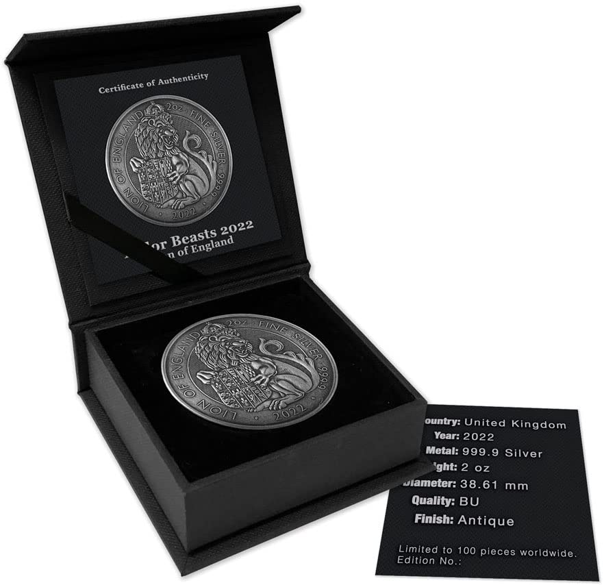 2022 Модерна Възпоменателна монета PowerCoin Лъв Англия Зверове от епохата на Тудор Антични Сребърни монети