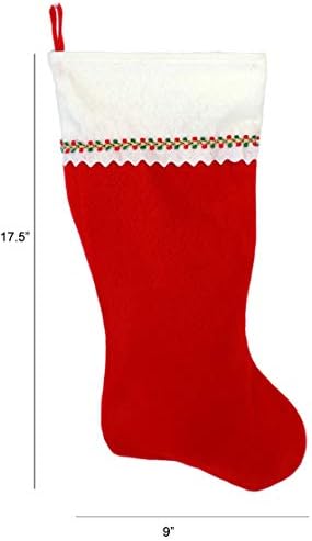 Коледни чорапи с бродирани мен монограм, Червено-Бяло фетр, Инициал N