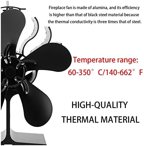 Вентилатор за камина LYNLYN 5-Stove Ефективен Вентилатор за дърва с топлинна захранването, Екологични вентилатор за Тихи разпределение на топлинна енергия (Цвят: черен)