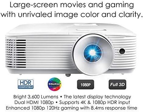 Проектор за домашно кино Optoma HD28HDR 1080p за игри и филми | Подкрепа за въвеждане на 4K | Съвместимост с