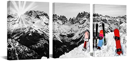 sechars, 3 предмет, Ски Стенен Артистичен Интериор, Скалистите планини, при изгрев Слънце, Боядисване с Зимен
