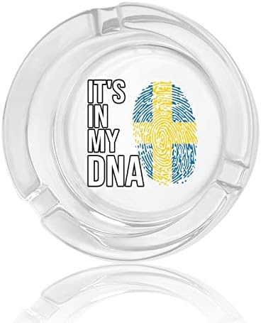 Това е в моята ДНК Стъклен Пепелник с Флага на Швеция за Цигари Кръгли Пепелници за Домашния офис и ресторанти