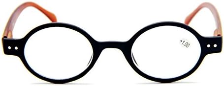 Дизайнерски Малки Кръгли Овални Реколта Очила за четене на пружинном панта, Очила за четене (+ 2,50, Черна рамки