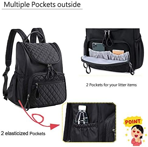 Раница-чанта за памперси PAOIXEEL с клипове за количка, Лека, Водоустойчива Найлонова Раница за Пътуване с кражба