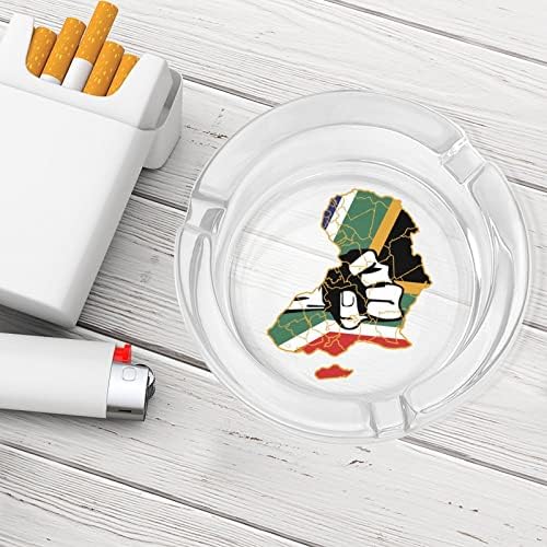 Черна Мощна Карта Юмрук Африка Стъклен Пепелник С Цигара В Пепелника На Притежателя Калъф За Домашния Офис Вътрешна