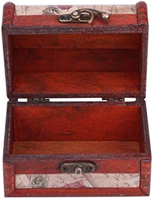 UXZDX CUJUX Реколта Ретро Дървена Ковчег с Ключалка Кутия За Съхранение на Сандъка Със Съкровището си САМ Кутия