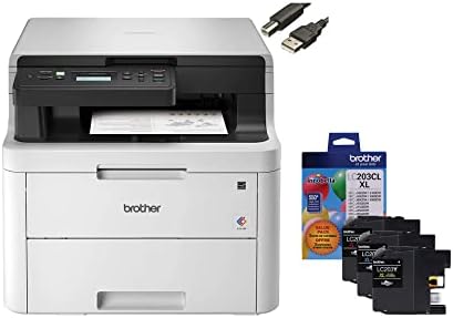 Компактен цветен дигитален лазерен принтер, Brother MFC-L3710CW Всичко в едно, Безжична печат, Факс печат със