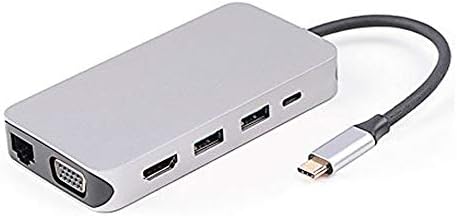 Докинг станция Thunderbolt 3 USB-C VGA, HDMI, Ethernet 3 Порта HUB TF SD Зарядно Устройство на Четец на Карти