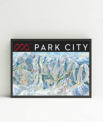 Плакат с карта на пистите на ски курорта Парк Сити в рамка или без рамки (36 x 24 рамка)