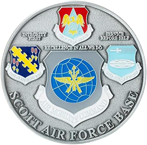 Монета на Повикване на Военно-въздушните сили на САЩ USAF Scott Air Force Base Илинойс и Синьо Кадифе Кутия