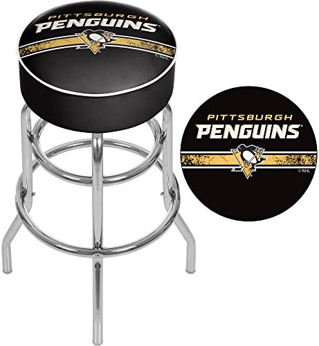 Търговска марка Gameroom NHL Pittsburgh Penguins Хромиран Бар стол с превръщането механизъм