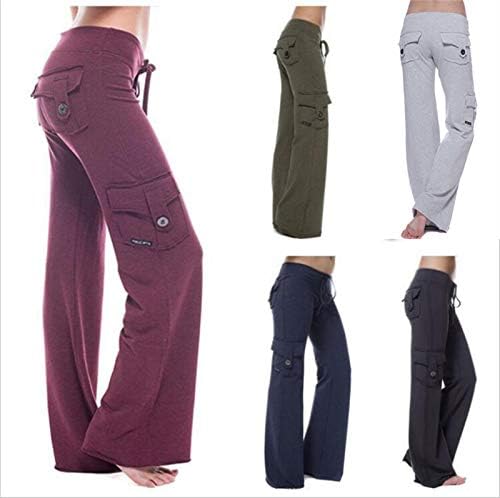 Дамски активни панталони-карго Свободно намаляване на Andongnywell във военната стил с множество джобове Wild,
