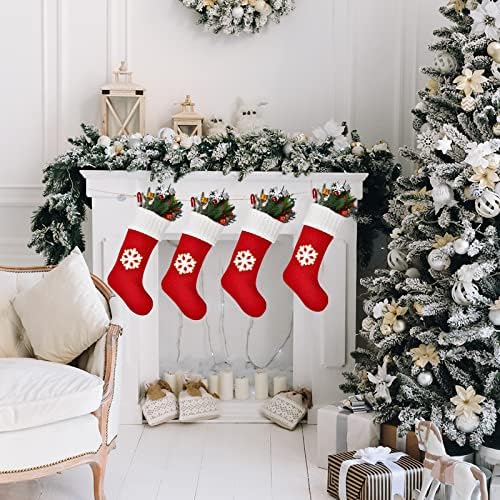 Коледни чорапи AQORHYMID, 18 Голяма Плетени, Украшения за Отглеждане с Индивидуален Дизайн, Изискан Коледни