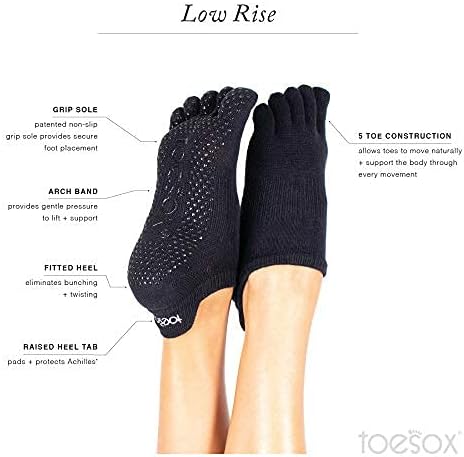 Чорапи за Йога toesox с ниска засаждане и Пълен с Пръсти, Нескользящие Чорапи с Нескользящим пръсти, за Пилатес