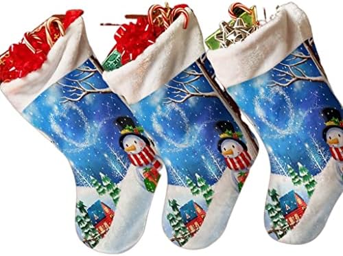 WXBDD Зимни Къщички с Снеговиками, коледни Елхи, Коледни чорапи, Коледен подарък, чанти за бонбони, Коледни