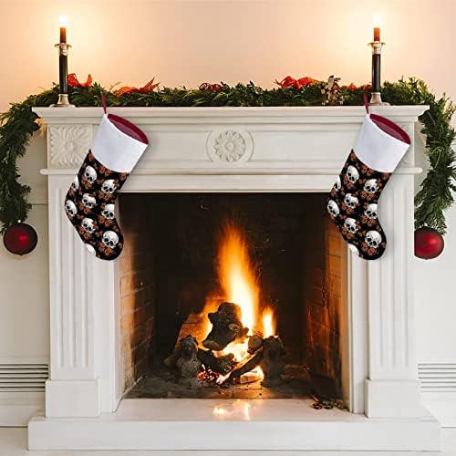Коледни Чорапи с Череп и Оранжева Папийонка, Коледни Чорапи, Чанта За Дома, Семеен Коледен Декор