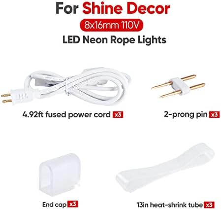 Комплект Decor Shine включва Комплект захранващия кабел със сини led неонови лампи с дължина 5 Метра / 16,4
