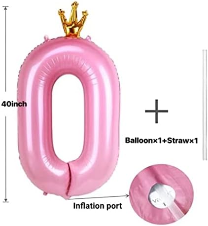 40-Инчови Сраснали балони във формата на корона с номер 3, с Розов цвят, балони на 3-тия рожден ден за момичета,