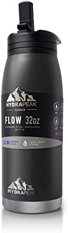 Случайна бутилка за вода Hydrapeak Flow 32 грама със сламен капак | Бутилка за вода от неръждаема стомана с