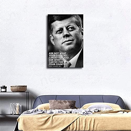 Президентът на John F. Kennedy Не Питай Кенеди Известната Мотивационни Вдъхновяваща Цитат Портрет на Плакат