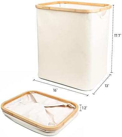 Бамбук кошница за съхранение на Naturroom обем 60 л | кошница за дрехи, сгъваема на тъканта, кошница върху бамбукова